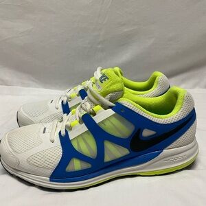 Nike Men's White, Blue, and Neon Green Athletic Shoes